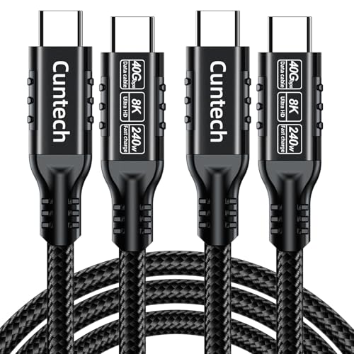 USB C 40Gbps Data Transfer Cable 3.3ft 2-Pack, 40Gbps/240W/8K/4K@60Hz Cable - color: Black, size: 3.3FT+3.3FT, style: Straight