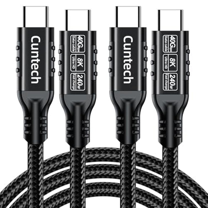 USB C 40Gbps Data Transfer Cable 3.3ft 2-Pack, 40Gbps/240W/8K/4K@60Hz Cable - color: Black, size: 3.3FT+3.3FT, style: Straight