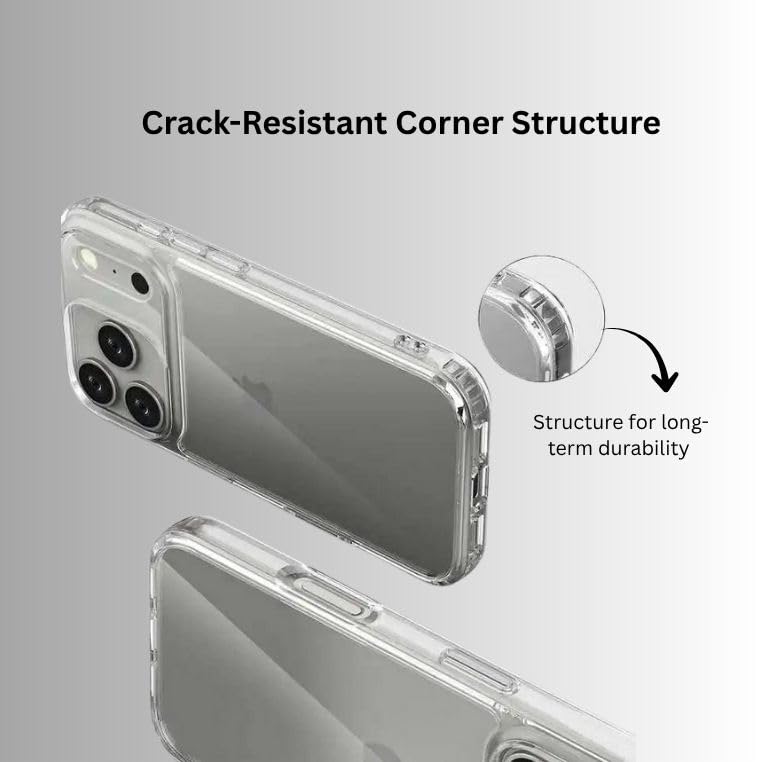 Clear Armor Hybrid Case for iPhone 17 Pro Max – Transparent Cover Supports Wireless Charging, Anti-Yellowing Shockproof Bumper with Camera & Screen Protection