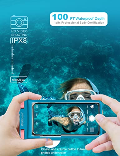 wellhouse Waterproof Phone Pouch, Waterproof Phone Case for iPhone 17 16 15 14 13 Pro Max XS Samsung, IPX8 3D Cellphone Dry Bag Beach Essentials (2 Pack -Earl Blue & Green 7.0", 7 inch) - color: 2 Pack -Earl Blue & Green 7.0"