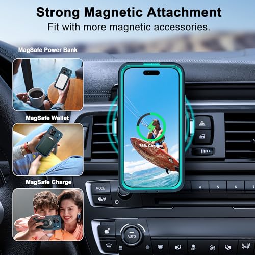 for iPhone 17 Pro Magnetic Clear Rugged Case Waterproof - color: Cyan-Teal, size: iPhone 17 Pro 6.3 inch