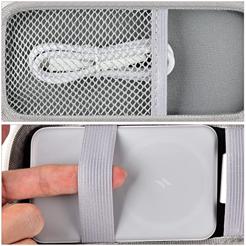 Case for Anker Magnetic Battery 10,000mAh Foldable Wireless Portable Charger, 633/622/621/321 5,000mAh Power Bank (MagGo) Holder, Storage for Baseus Power Delivery -Case Only (White, Medium) | 5000mAh/10000mAh Magnetic Battery Wireless Power Delivery, Har
