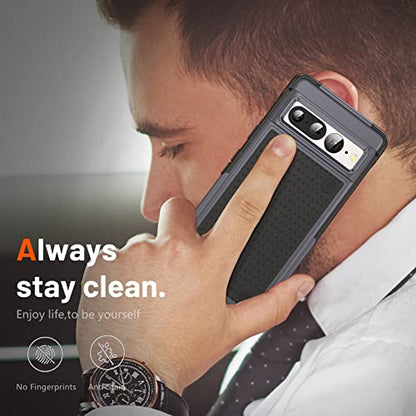 Jeylly Compatible with Google Pixel 7 Pro Case, Shockproof Full Body Protection Hybrid Hard PC+Soft TPU Rubber Slim Fit Durable Cover Case for Google Pixel 7 Pro 6.7 inch, Gray - color: A Gray+Black, size: Google Pixel 7 Pro