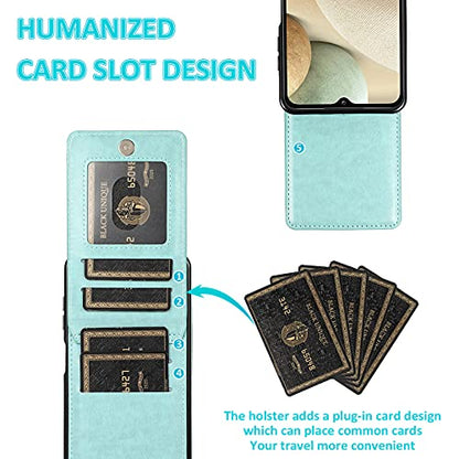 Phone Case for Samsung Galaxy A42 5G with Tempered Glass Screen Protector Credit Card Holder Wallet Cover Stand Leather Cell Accessories Glaxay A 42 G5 Gaxaly 42A S42 4G 2021 Cases Women Men Green - color: Green