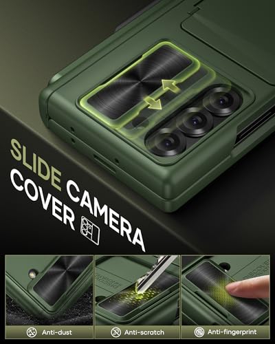 for Samsung Galaxy Z Fold 6 Wallet Case with S Pen Holder, Green - color: Green-P