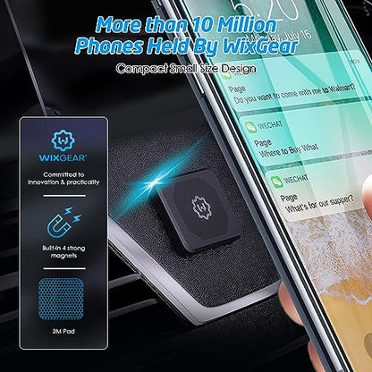 Rectangle Flat Stick On Dashboard Magnetic Car Mount Holder for Cell Phones and Mini Tablets with Fast Swift-Snap Technology - Extra Slim