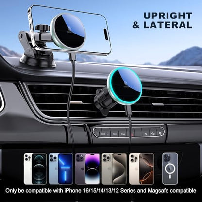 for Mag-Safe Car Mount Charger Dash Windshield Vent Magnetic Phone Holder - color: Green