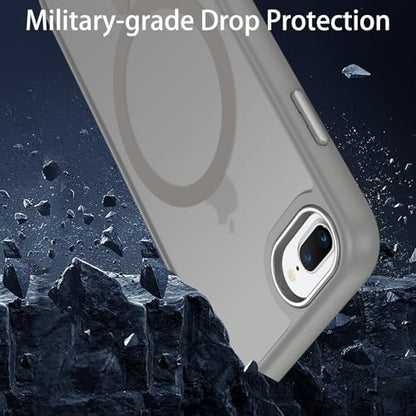 DUEDUE for iPhone 8 Plus Case, iPhone 7 Plus Case Magnetic[Compatible with Magsafe], Translucent Matte Back Protective Cover Shockproof Phone Case for iPhone 7 Plus/8 Plus, Gray - color: Gray