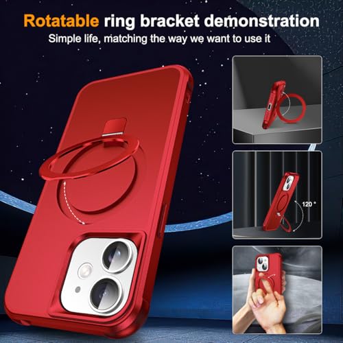 SKYLMW Compatible with iPhone 11 Case with Stand,Red | iPhone 11 Phone Case 6.1",Magnetic Ring Stand,Compatible with MagSafe,Military-Grade Protection,Great Grip Feeling - color: Red, size: Iphone 11
