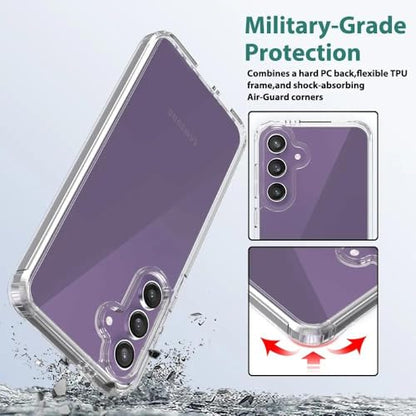 for Samsung Galaxy S24 FE Case Crystal Clear Slim Hard Case Hybrid Shockproof Bumper with Tempered Glass Screen Protector Full Body Anti-Yellow Anti-Scratch Phone Protective Cover - color: Galaxy S24 FE