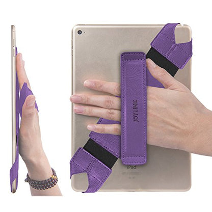 Universal Tablet Hand Strap Holder, Joylink 360 Degrees Swivel Leather Handle Grip with Elastic Belt, Secure & Portable for 7.9" Tablets (Samsung Asus Acer Google Kindle iPad Mini), Purple - color: Purple