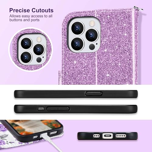 ULAK Compatible with iPhone 15 Pro Max Wallet Case Card Holder, Purple | for Women with Credit Card Holders, [RFID Blocking], Designed Flip PU Leather Kickstand Shockproof Protective Cover - color: Purple, size: iPhone 15 Pro Max - 6.7 inch