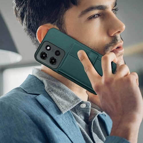 for Moto G Power 5G 2025 RFID Blocking Wallet Case, Green | PU leather, TPU interior, 5 card slots, cash/photo pocket, magnetic clasp, kickstand, 2-layer shockproof, scratch resistant - color: Green