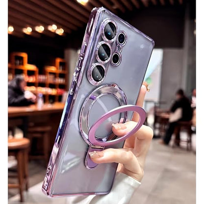LXK Magnetic for Samsung Galaxy S26 Ultra Case with Stand Clear, Purple | [Fit for MagSafe] [Full Camera Protection] Titanium Alloy Sturdy Stand, 15FT Military Protection for Galaxy S26 Ultra Case - color: Purple