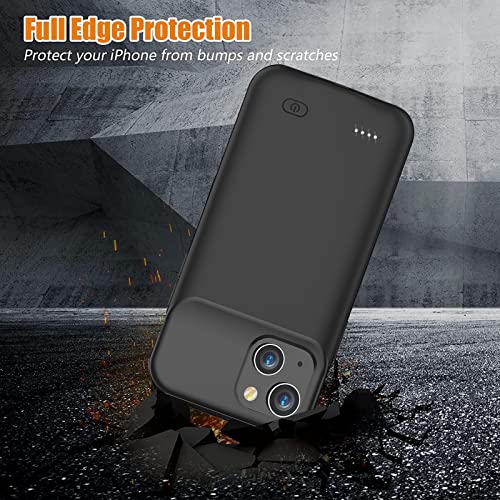 Battery Case for iPhone 13, 7000mAh Ultra-Thin Portable Protective Charging Case Rechargeable Extended Battery Pack Compatible with iPhone 13 (6.1 inch) External Charger Case (Black)