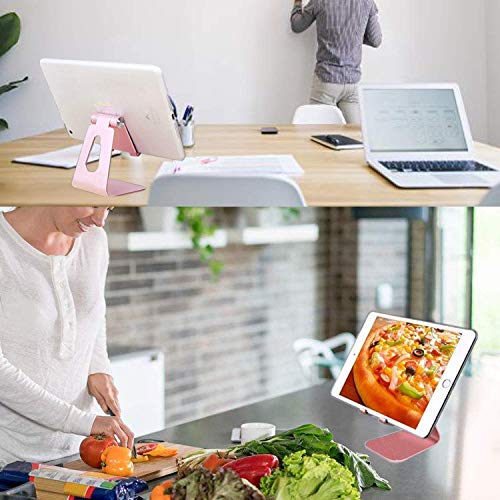 Phone & Tablet Stand Adjustable Multi‑Angle Aluminum Phone & Tablet Stand Non‑Slip Dock/Cradle/Charging Station for Desktop, Bed, Kitchen, Office (Rose Gold) - color: Rose Gold