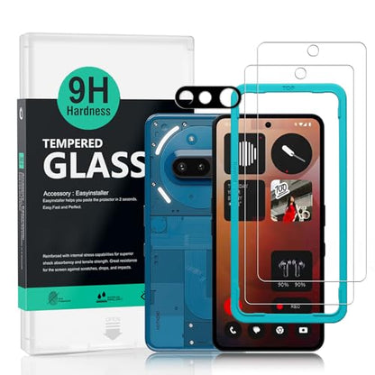 Ibywind for Nothing Phone (3a) 5G 6.77" Screen Protector(2 Pack),9H Hardness Tempered Glass,with 1Pc Camera Lens Protector,Easy to Install - size: Nothing Phone (3a)