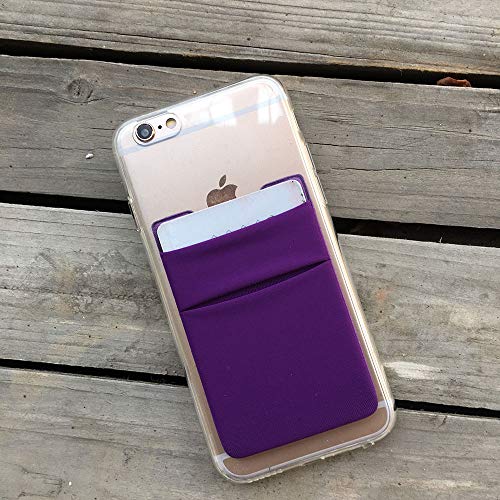 Fulgamo Phone Wallet Stick on,Card Holder for Phone Case,Phone Card Holder - color: Black,Purple