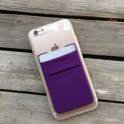 Fulgamo Phone Wallet Stick on,Card Holder for Phone Case,Phone Card Holder - color: Black,Purple