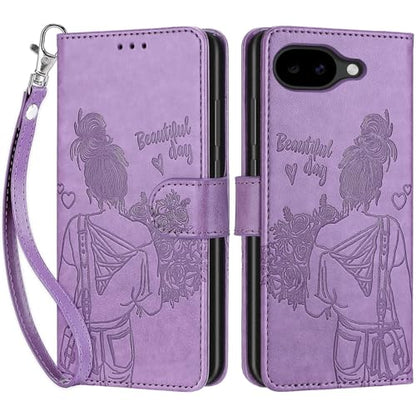 for Google Pixel 10a Wallet case, Purple-Girl | 3 Card Holders, Kickstand, Shockproof TPU Shell, PU Leather, Magnetic Closure, Protective Flip Folio Cover, Women - color: 2