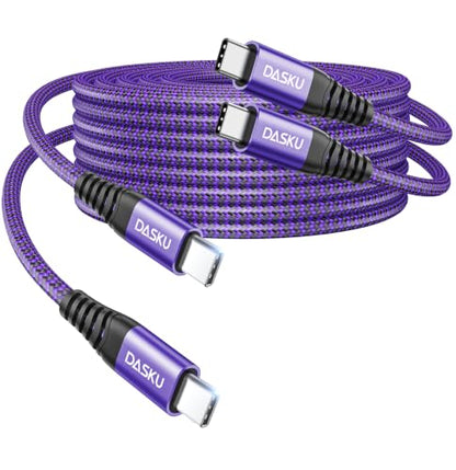 USB C to C Cable 100W Fast Charging 10FT, 2Pack USBC to USB C iPhone Cable - color: Purple, size: 10FT 2Pack, style: 100W USB C to USB C