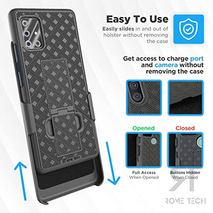 Designed for Samsung Galaxy A71 5G Case with Belt Clip Holster | Rugged Holster & Protective Phone Case Combo with Anti-Slip Texture - Black