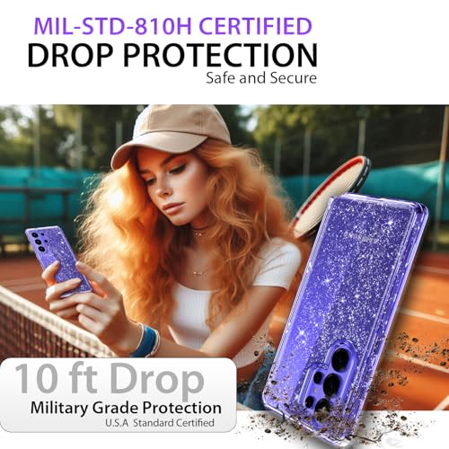 Full Protective for Galaxy S26 Ultra Heavy Duty Hybrid 3 in 1 Rugged Shockproof Women Girls for Samsung Galaxy S26 Ultra 6.9 inch 5G Shiny Clear Glitter Bling Sparkle - size: 6.9 inch (for S26 Ultra)