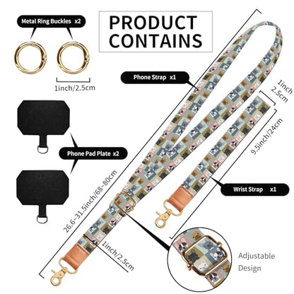 Phone Lanyard Crossbody Wrist Strap, Cute Cell Phone Lanyards for around the Neck Wristlet Wrist Strap - color: Colorful Dogs