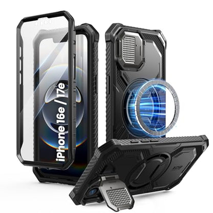 i-Blason for iPhone 16e / iPhone 17e Case MagSafe with Stand, Black - color: Black