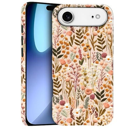 Compatible with iPhone 17 Air,Anti-Scratch Glossy Case Cover,Boho Romantic Embroidery Flower - color: Boho Romantic Embroidery Flower, size: IPhone 17 Air