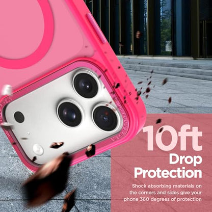 Magnetic Designed for iPhone 17 Pro Max Case 6.9" 2025, Hot Pink | [Compatible with Magsafe] [with Wallet & Card Holder] [Military Drop Protection] Slim Translucent Matte Phone Case - color: Hot Pink, size: iPhone 17 Pro Max