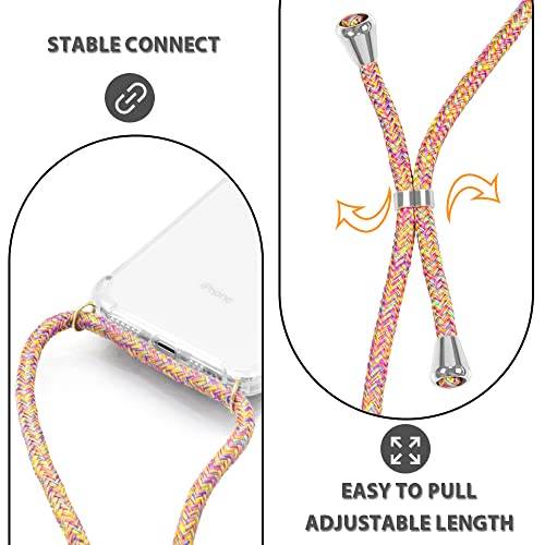 Crossbody Case for iPhone SE 2020 2022,Crossbody Case for iPhone 7,Crossbody Case for iPhone 8,Clear Soft Slim TPU Shockproof Protective Case with Neck Cord Lanyard Strap - Rainbow Yellow - size: iPhone 7/8/SE 2020