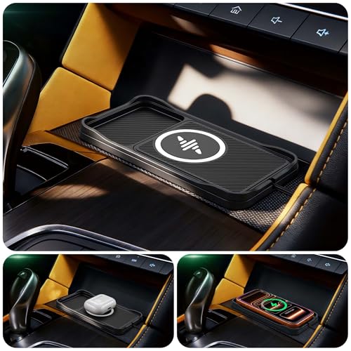 Wireless Car Charger Pad, Fast Car Wireless Chargers Charging pad Non Slip Car Wireless Phone Charger for iPhone 17/16/15/14/13/12 Pro, SE3/SE2/XS/X/XR/8, 30cm Cable