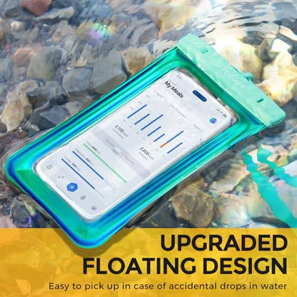 ProCase 2 Pack Floating Waterproof Phone Pouch, IPX8 Dry Bag for 7" Phones | Fits iPhone 17/16/15/14, Galaxy S24/S23 & Pixel 8/7. Touchscreen Waterproof Pouch for Swimming, Diving & Snow -Whitegreen - color: White/Green