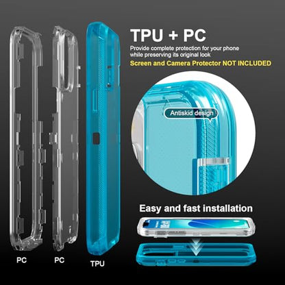 Follaroma for iPhone 12 Case/iPhone 12 Pro Case, 6.1'', Crystal Blue | Heavy Duty Shockproof Protection Phone Cases, Anti-Drop, Military Grade Dual Layer Transparent Rugged Protective Cover - color: Blue, size: iPhone 12/iPhone 12 Pro 6.1''