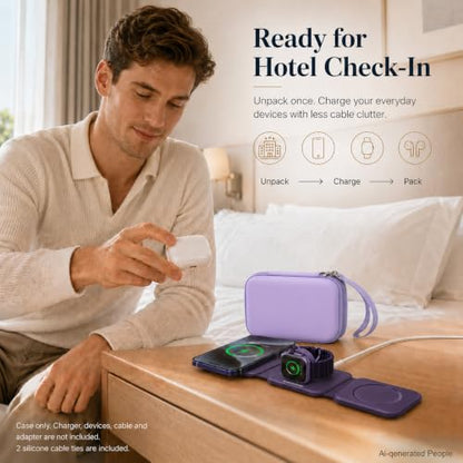 ANKHOH Travel Case for Iseyyox/for QUZUDN/for RTOPS 3 in 1 Wireless Charger - color: Light Purple