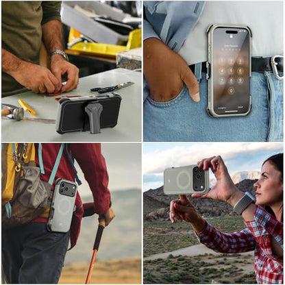 M MYBAT PRO for iPhone 17 Pro Case with Belt Clip Holster,[Compatible with Magsafe] w/Screen Protector,Anti-Drop,Shockproof,w 360°Rotating Kickstand,Heavy Duty Protection (Natural Titanium) - color: Natural Titanium