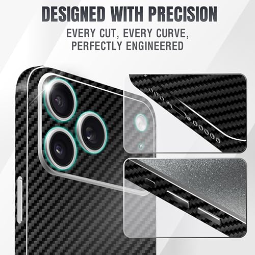 2Pcs Skin Wrap Compatible for iPhone 17 Pro – Slim Decal Vinyl Protective Film for Sides & Back – Sleek Fit, Premium Look – Compatible with All iPhone 17 Pro Cases - Carbon - color: Carbon