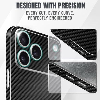 2Pcs Skin Wrap Compatible for iPhone 17 Pro – Slim Decal Vinyl Protective Film for Sides & Back – Sleek Fit, Premium Look – Compatible with All iPhone 17 Pro Cases - Carbon - color: Carbon