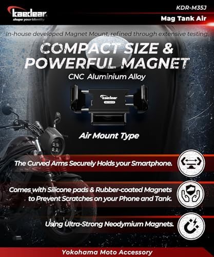 Kaedear Magnetic Motorcycle Phone Mount, Vibration Dampener, KDR-M35J-S - color: Silver / Vibration Absorption Mount