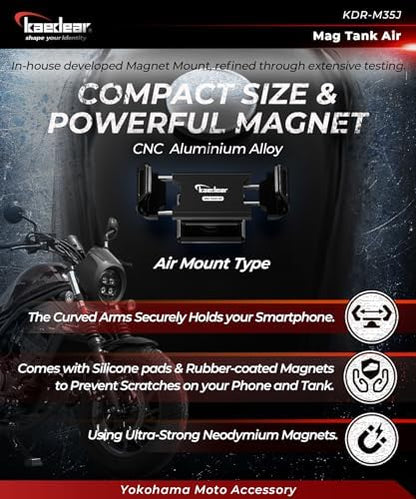 Kaedear Magnetic Motorcycle Phone Mount, Vibration Dampener, KDR-M35J-S - color: Silver / Vibration Absorption Mount