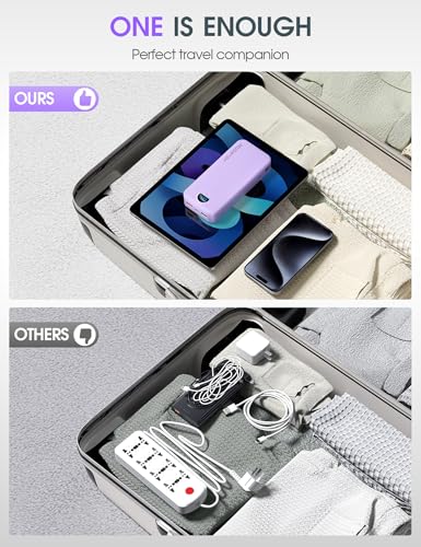 citicr Portable Charger 20000mAh PD20W w/Built-in Cables & Wall Plug Purple - color: Violet