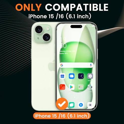 2 Pack 4 Way 360° Privacy Screen Protector for iPhone 15/iPhone 16, Horizontal and Vertical All Around Anti-Spy 9H Tempered Glass Film, Scratch Resistant, Zero Bubbles, Face ID Sensitive - size: iPhone 15/iPhone 16