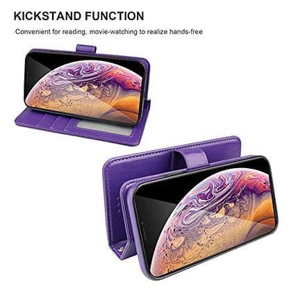 Bocasal Detachable Wallet Case Card Holder for iPhone Xs Max, Purple - color: Purple
