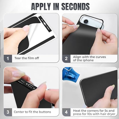 2Pcs Skin Wrap Compatible for iPhone 17 Air – Slim Decal Vinyl Protective Film for Sides & Back – Sleek Fit, Premium Look – Compatible with All iPhone 17 Air Cases - Black - color: Black