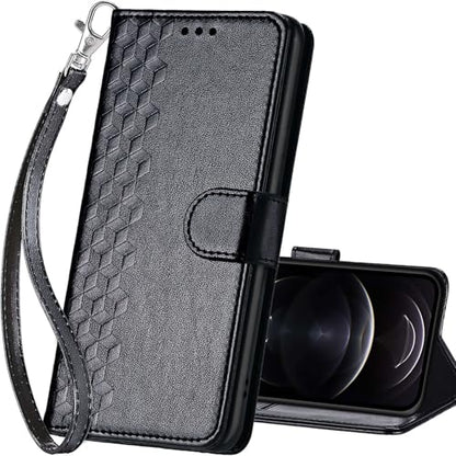 for iPhone 13/14 Wallet case, Black-Cube | 3 Card Holders, Kickstand, Shockproof TPU Shell, PU Leather, Magnetic Closure, Protective Flip Folio Cover, Women - color: 4