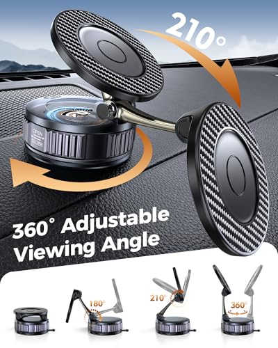 EGV Car Phone Holder for MagSafe, 360° Adjustable Carbon Fiber Mount - color: Holder Gray