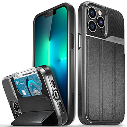 VENA Wallet Case Compatible with Apple iPhone 13 Pro Max (6.7"-inch), vCommute (Military Grade Drop Protection) Flip Leather Cover Card Slot Holder with Kickstand (Space Gray) - color: Black, size: iPhone 13 Pro Max