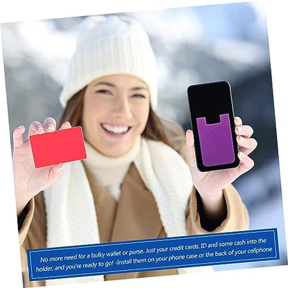 Adhesive Silicone Phone Wallet Holder for Cell Phone, Purple 3 Pack - color: Purple