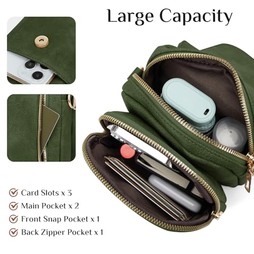 Fashion Small Crossbody Bags for Women Trendy Designer Cell Phone Purses | Adjustable Straps,with Card Holder,Detachable Wristlet Strap,small Cross Body Bag for Woman,Mini Bags,Travel Purse,Work,Gym - color: Darkgreen